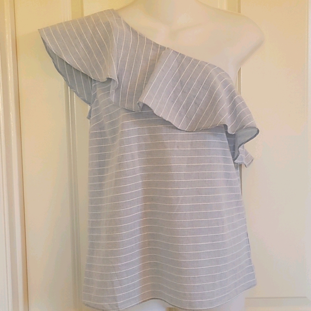 L'Academie "Cecile" One Shoulder Ruffle Top - XS
